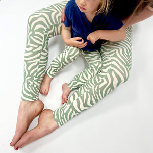 Sage 'Tiger Stripes ' Adult Organic cotton leggings
