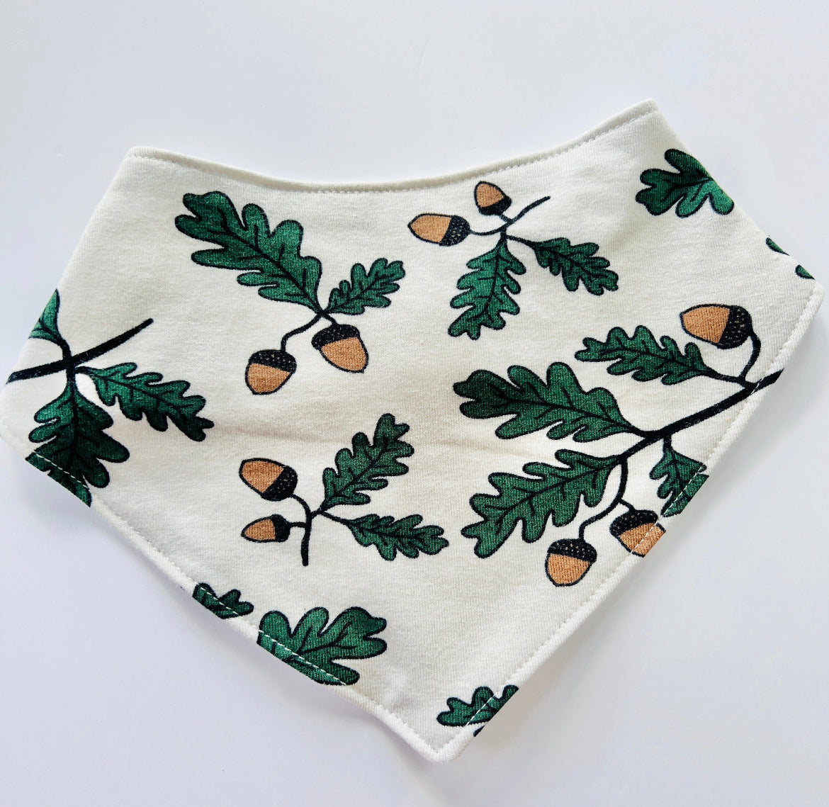 Eddie & Bee organic cotton Baby Dribble bib  in Oat "Little Acorn " print.