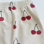 Eddie & Bee organic cotton leggings oat "Cherries" print.