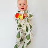 Eddie & Bee organic cotton Baby sleepsuit  in Cream "Pears " print.