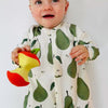 Eddie & Bee organic cotton Baby sleepsuit  in Cream "Pears " print.