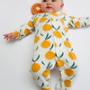 Eddie & Bee organic cotton Baby sleepsuit  in Cream " Clementine grove " print.