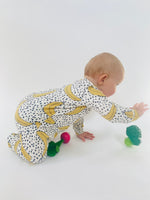 Eddie & Bee organic cotton Baby sleepsuit  in Cream "Banana POP" print.