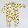 PREORDER FOR DISPATCH BEGINNING MARCH                  Eddie & Bee organic cotton Baby sleepsuit  in Cream " Lemon grove " print.