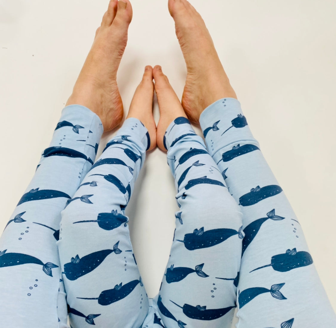 Pale Blue 'Narwhal' Adult Organic cotton leggings