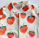 Eddie & Bee organic cotton sleepsuit  in Cream "Strawberry" print.