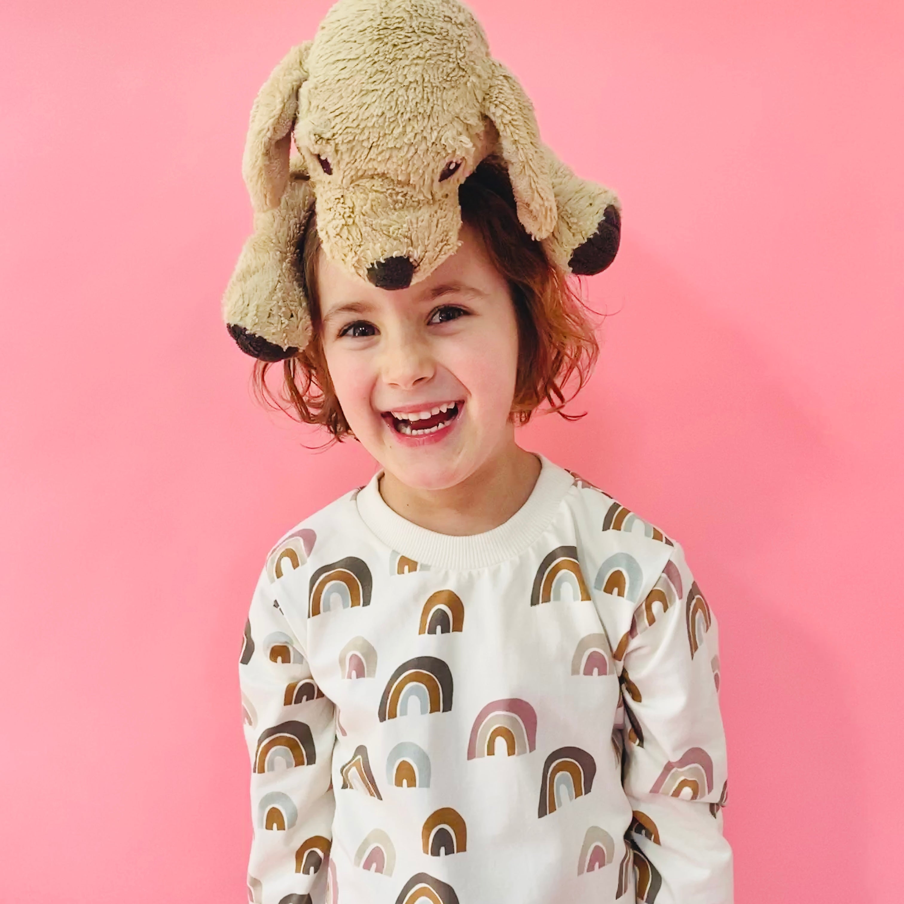 Organic cotton Pyjamas in Cream 'Rainbows' Print
