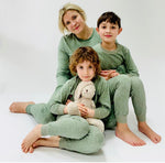 Eddie & Bee organic cotton Adult pyjamas  in Sage "Polka dot" print.