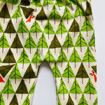 Eddie & Bee limited edition Christmas organic cotton leggings in  "Pick the perfect tree" print.