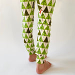 Eddie & Bee limited edition Christmas organic cotton leggings in  "Pick the perfect tree" print.