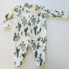 Preorder for send September delivery- Eddie & Bee organic cotton Baby sleepsuit  in cream "Cactus " print.