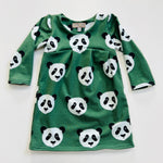Eddie & Bee organic cotton long sleeved dress in Green “Panda” print