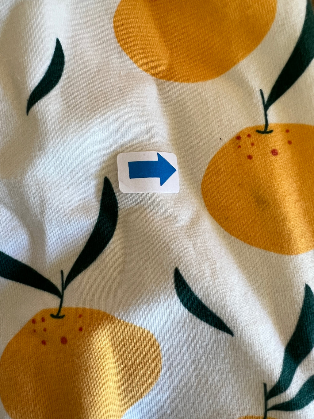Seconds of Eddie & Bee organic cotton Baby sleepsuit  in Cream " Clementine grove " print.