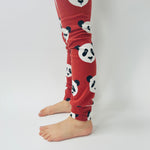 Eddie & Bee organic cotton leggings in Rust "Panda" print.