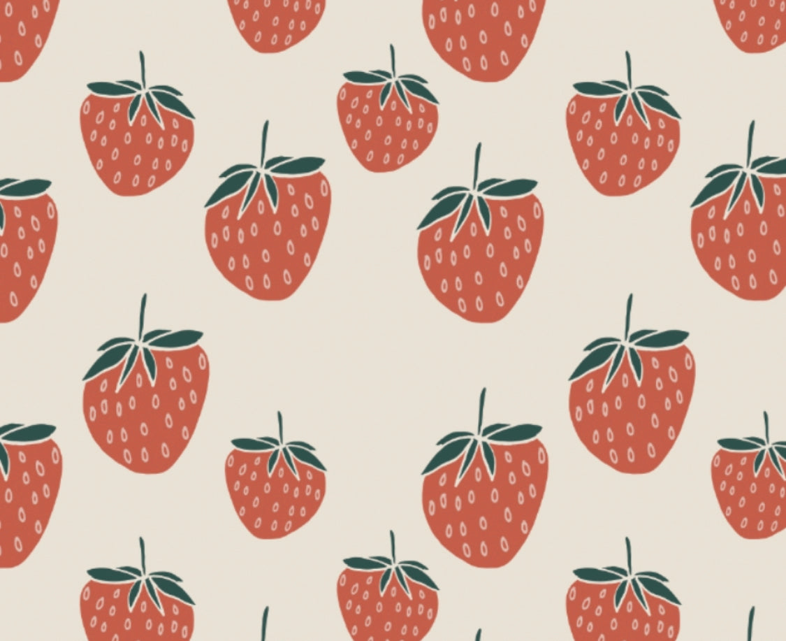 Cream “Strawberries ' Adult Organic cotton leggings