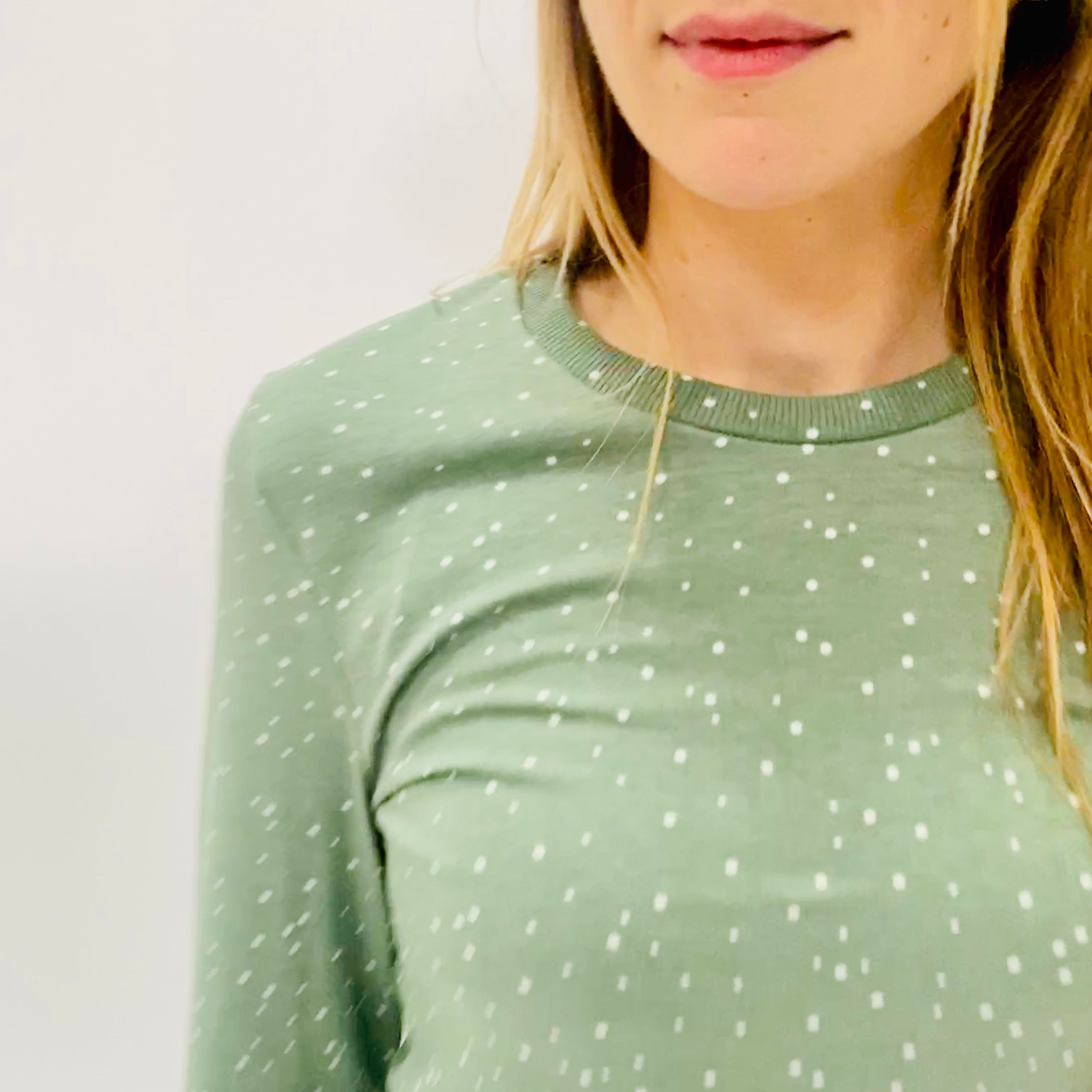 Eddie & Bee organic cotton Adult pyjamas  in Sage "Polka dot" print.