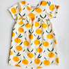 Eddie & Bee organic cotton short sleeved dress in Cream “Clementine Grove” print