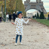 Eddie & Bee organic cotton long sleeved dress in Oat “Sunny” print