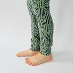 Eddie & Bee organic cotton leggings in Sage Green "Bamboo sticks" print.