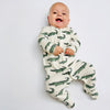 Pre-order for delivery end of September - Eddie & Bee organic cotton Baby sleep suit  in Cream " Enormous Crocodile" print.