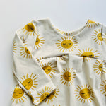Eddie & Bee organic cotton long sleeved dress in Oat “Sunny” print