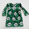 Eddie & Bee organic cotton long sleeved dress in Green “Panda” print