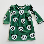 Eddie & Bee organic cotton long sleeved dress in Green “Panda” print