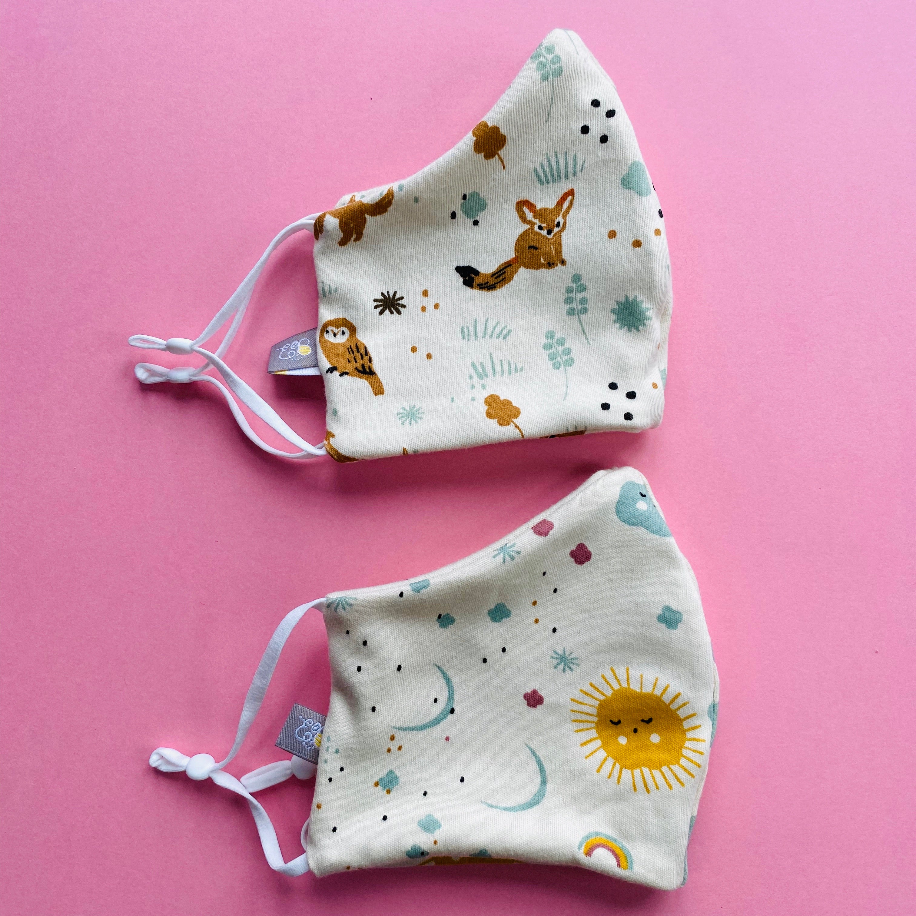 Cream “Woodland owl” Adult Face mask