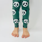 Eddie & Bee organic cotton leggings in Forest green "Panda" print.