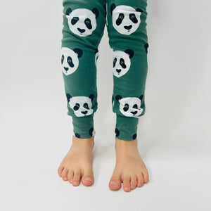 Eddie & Bee organic cotton leggings in Forest green "Panda" print.