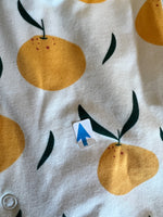 Seconds of Eddie & Bee organic cotton Baby sleepsuit  in Cream " Clementine grove " print.