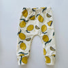 Eddie & Bee organic cotton leggings in Cream "Lemon Grove" print.