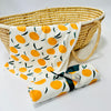 Eddie & Bee organic cotton Baby Pram/ Cot Blanket  in Cream " Clementine grove " print.