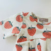 Eddie & Bee organic cotton short sleeved dress in Cream “Strawberries” print