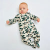 Eddie & Bee organic cotton Baby sleep suit  in Oat " Little acorn " print.