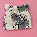 Eddie & Bee organic cotton Baby hat  in Cream " Koala Koala" print.