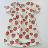 Eddie & Bee organic cotton short sleeved dress in Cream “Strawberries” print