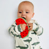 Pre-order for delivery end of September - Eddie & Bee organic cotton Baby sleep suit  in Cream " Enormous Crocodile" print.